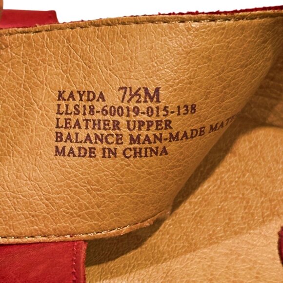 Latigo Red Leather Slip-on Sandals Size 7.5M Kayda Criss Cross Cork Wedge MINT - Picture 11 of 11